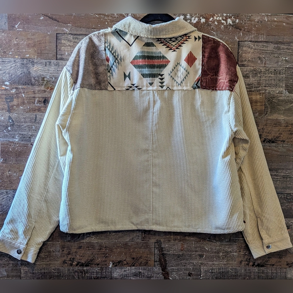 NWT Handcrafted Original Design Multi Aztec Patterned Soft Cordoroy Shacket